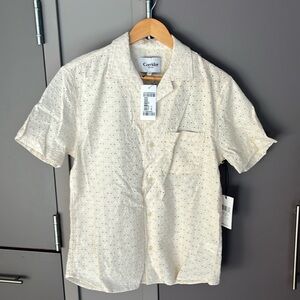 Corridor New Shirt, short sleeve, floral eyelet, natural